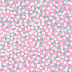Spotty circular confetti vector polka dot repeat pattern, semi circles. Circle dot seamless pattern, perfect for fashion, home, stationary, kids. 