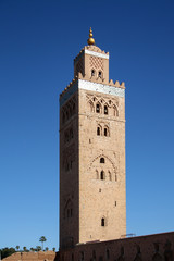 Fototapeta na wymiar The tower of the Koutoubia Mosque in Marrakech