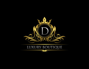 Luxury Royal King D Letter Crest Gold Logo template