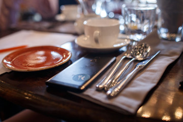 table setting in restaurant