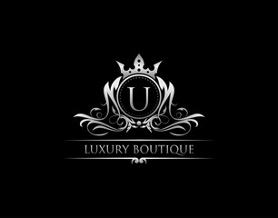 Luxury Royal King N Letter Crest Silver Logo template