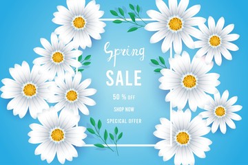 Hello spring text, Floral pattern, Card for spring season,  Promotions, Brochure,  Voucher  discount, Poster greeting,invitation, template, banner, poster.