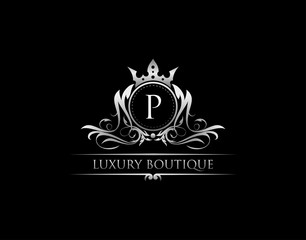 Luxury Royal King N Letter Crest Silver Logo template