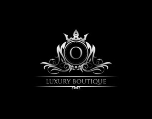 Luxury Royal King N Letter Crest Silver Logo template