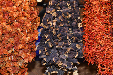 Dried vegetables hanging at the Grand Bazaar Turkey