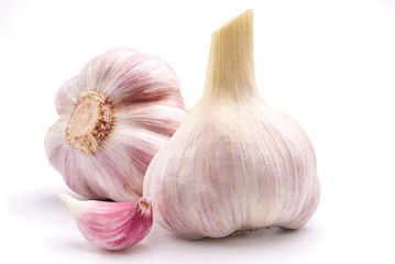 Fresh young garlic isolated on white background