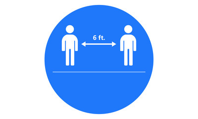 Social distancing illustration vector clip art sign symbolizing the recommend safe distance to prevent the spread covid-19 outbreak.