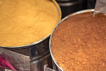 multicolored spices in the Arab market