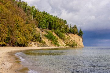 Picturesque coast of the Baltic sea. Orlowo cliff - popular tourist and natural attraction, Orlowo,...