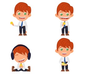 redhead office worker with money in hands.vector