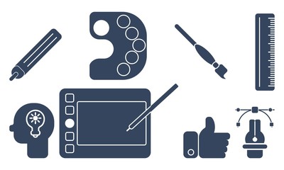 drawing and freehand tools for creativity. vector