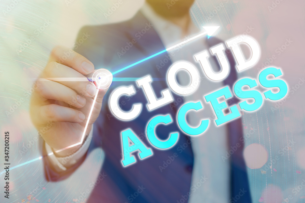 Poster conceptual hand writing showing cloud access. concept meaning software tool between the organization