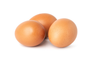three chicken egg isolate on white background