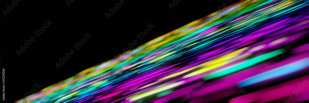Poster colorful neon light futuristic stream data communication flying into digital technologic animation p