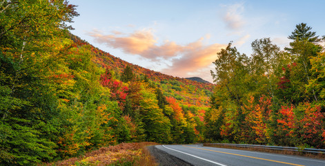 Sunrise Scenic highway view in Autumn on the Kancamagus Scenic Highway - White Mountain New...