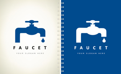 Faucet. Water tap and drop of water logo vector design.