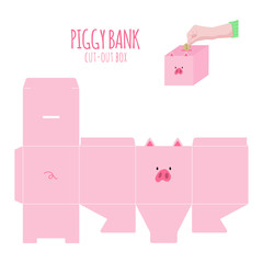 packing pink piggy bank to save money