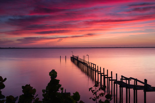 Sunrise Over The Indian River, St. Lucie, Florida.