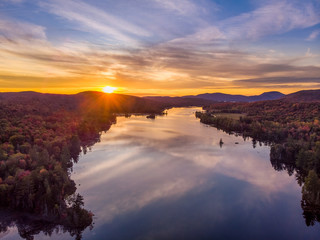 Lake Durant  autumn sunset in the High Peaks Wilderness area of New York Adirondack