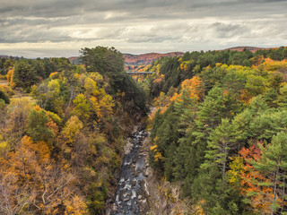 Quechee Gorge in Autumn near Woodstock Vermont