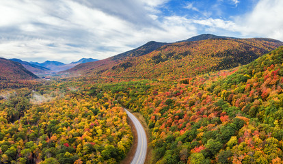Autumn foliage at Frankenstein Cliff on Crawford Notch Road in the White Mountain national Forest -...