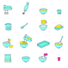 Flat objects for cooking. Kitchen tools. Vector icons for baking.