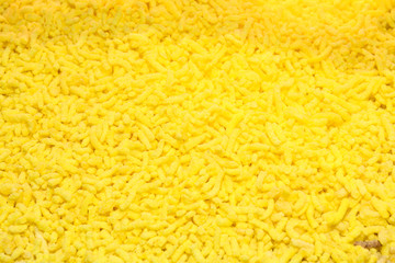 Multicolored flavored soluble granular tea on the market.