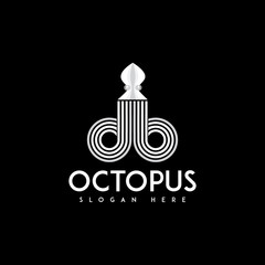 Octopus line logo design template for business company and branding