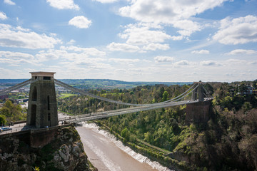 Clifton suspension bridge and the river below.