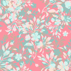 Seamless watercolor pattern spring blossoming branch