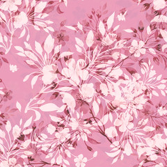 Seamless watercolor pattern spring blossoming branch