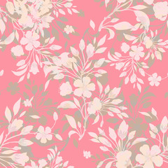 Seamless watercolor pattern spring blossoming branch