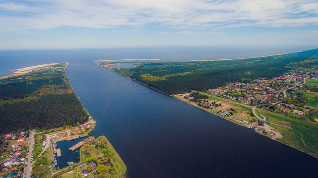 Ujście Wisły do Bałtyku z lotu ptaka