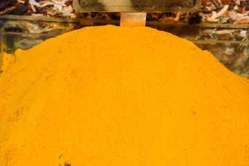 Indian spice market with various mix of ingredients