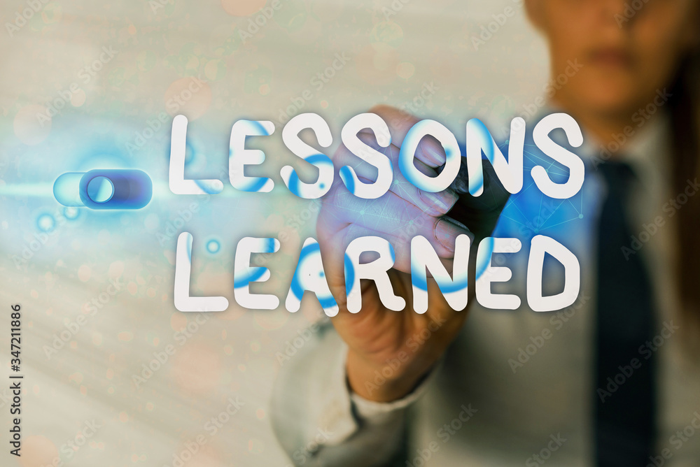 Poster writing note showing lessons learned. business concept for information reflects positive and negativ