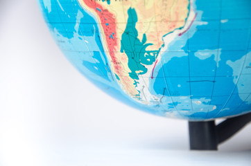 South America on the globe.
