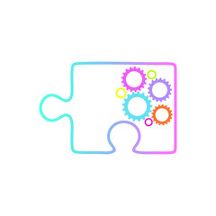 puzzle and gear logo icon