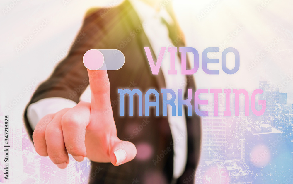 Poster writing note showing video marketing. business concept for create short videos about specific topics