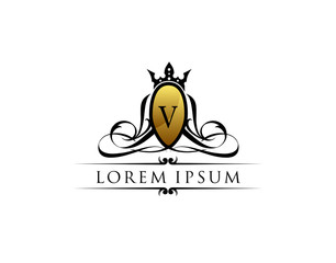 Luxury Royal King V Letter Classy Logo template.