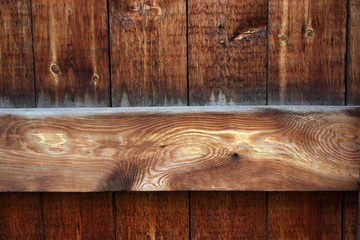 Close-up. Wooden shed made of wood. Wood plank texture.