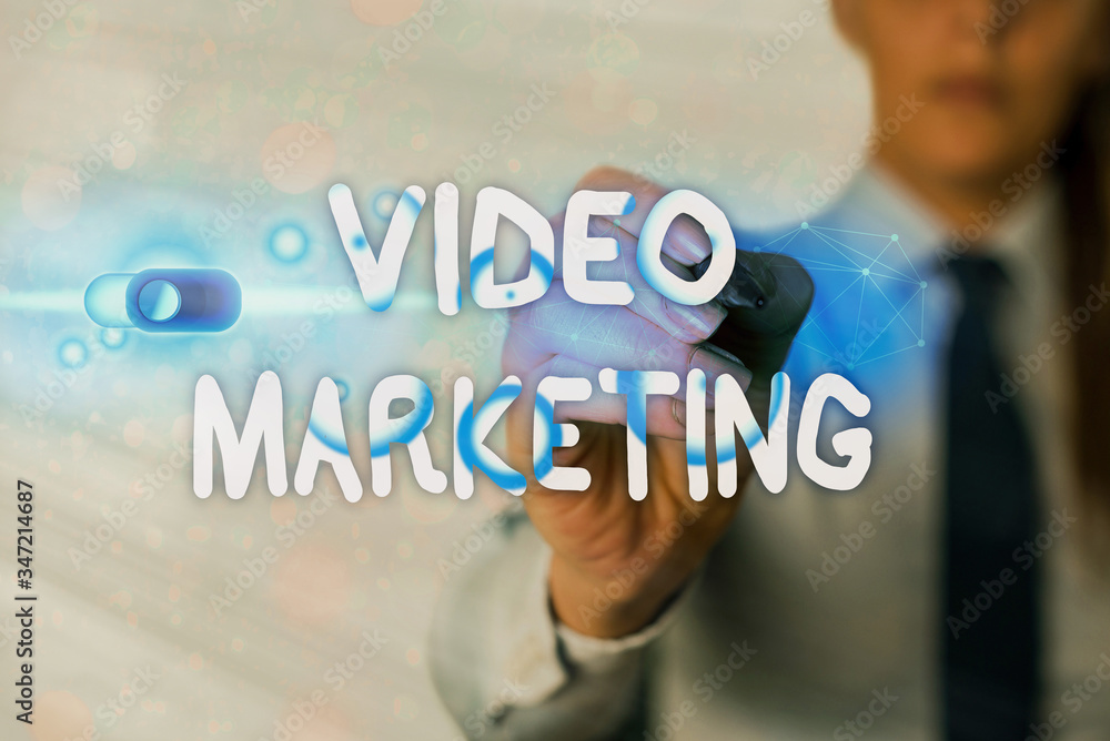 Poster writing note showing video marketing. business concept for create short videos about specific topics