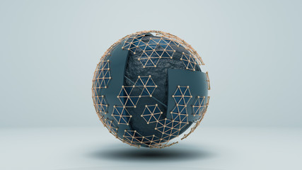 Futuristic Surreal Stone Sphere. Material Design in 3D Rendering.