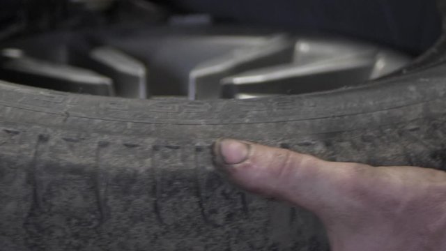 Car Tire retreading, background blurred
