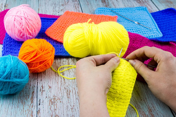 girl knits sock knitting needles.