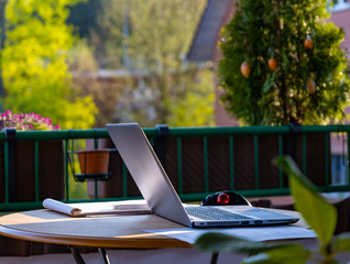 Laptop on a Table in the Balcony