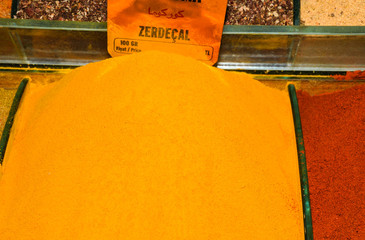 Spices and teas in the Egyptian market in Istanbul. Spices stall in the Spice Market, Istanbul
