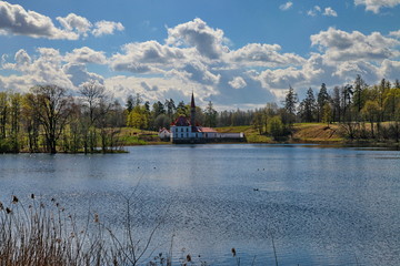 spring landscape with lake