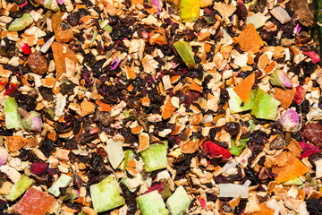 Assorted tea and spices specialties in Istanbul Turkey, Grand Bazaar