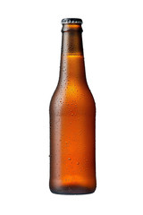 355ml brown beer bottle with drops isolated without shadow on a white background mockup