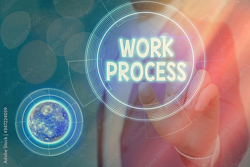 Poster Conceptual hand writing showing Work Process. Concept meaning Standard procedures how to handle a particular job rules system Elements of this image furnished by NASA